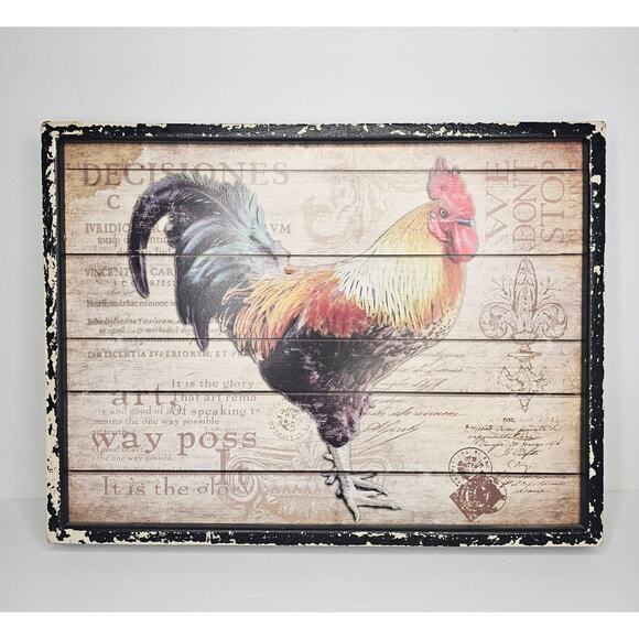Wood Pallet Art Rustic Framed Rooster Chicken Farm Cottagecore Cafe Decoration - Picture 3 of 6